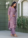 Lavender Colour Cotton Blend With Print Kurti With Pant Dupatta Exporters In India Aaradhna 2029